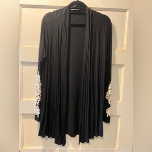 NWOT! BOMBOM black, long length, open front, lightweight cardigan XL